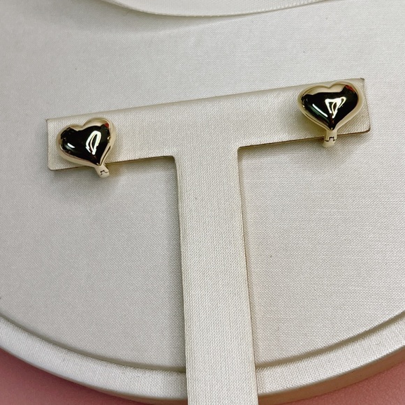 Puffed Heart Huggie Hoop Earrings - Picture 3 of 9